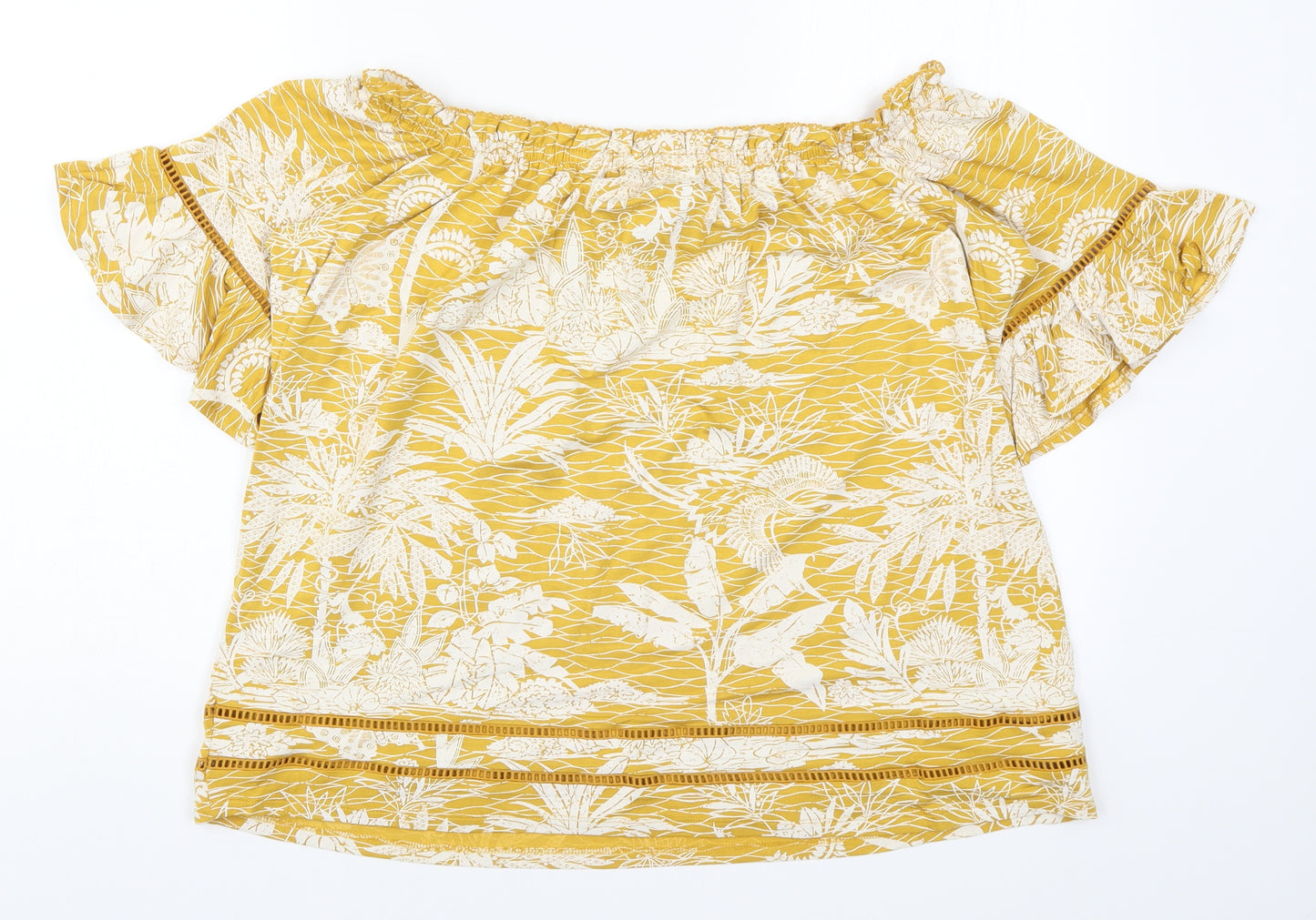 NEXT Womens Yellow Floral  Basic T-Shirt Size 16