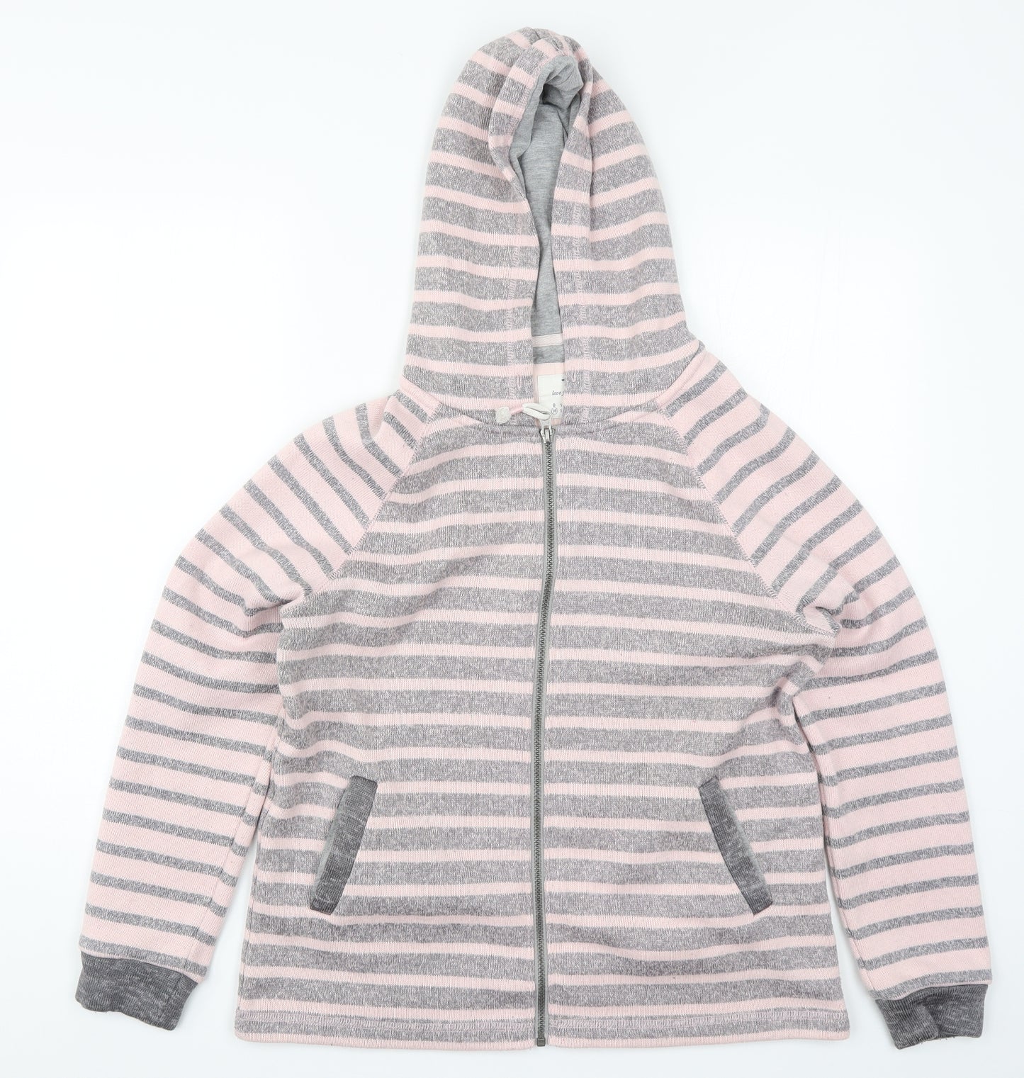 TU Womens Pink Striped  Full Zip Hoodie Size 16