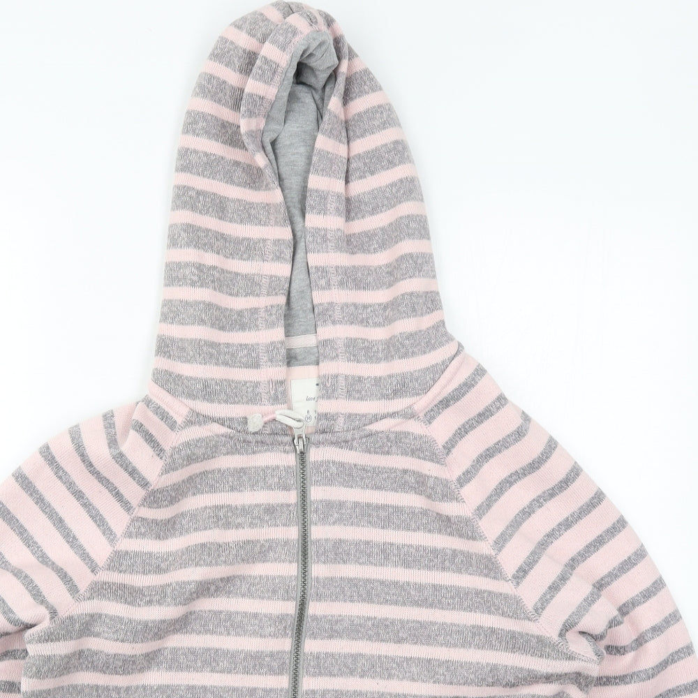 TU Womens Pink Striped  Full Zip Hoodie Size 16