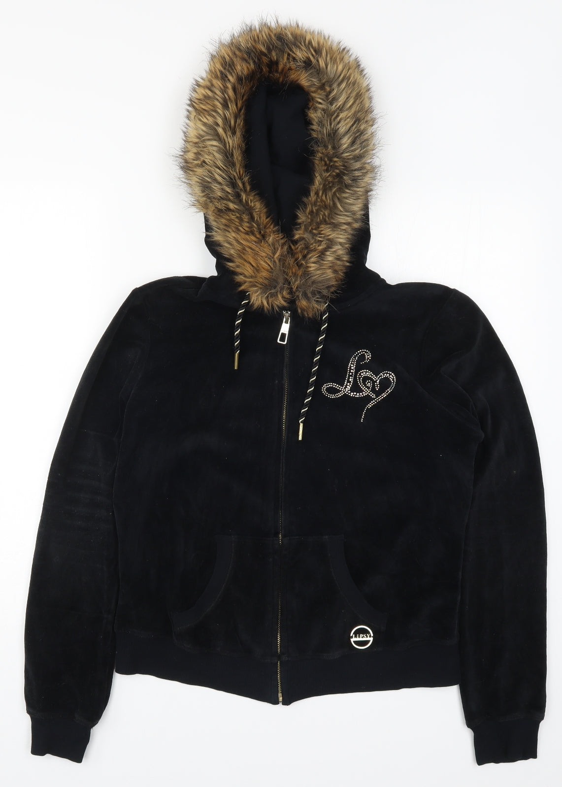 Lipsy Womens Black   Full Zip Hoodie Size 12