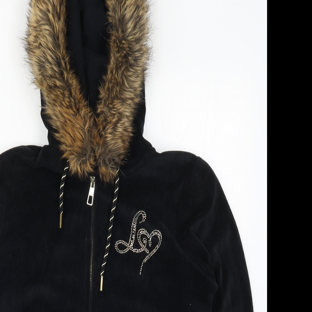 Lipsy Womens Black   Full Zip Hoodie Size 12