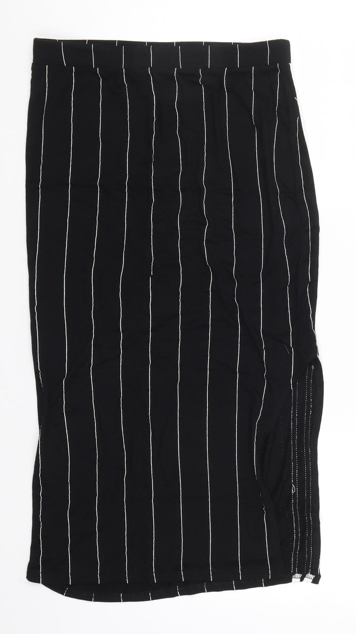 PRETTYLITTLETHING Womens Black Striped Straight & Pencil Skirt Size 28 in