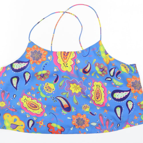 Textile Federation Womens Blue Paisley  Cropped Tank Size 14