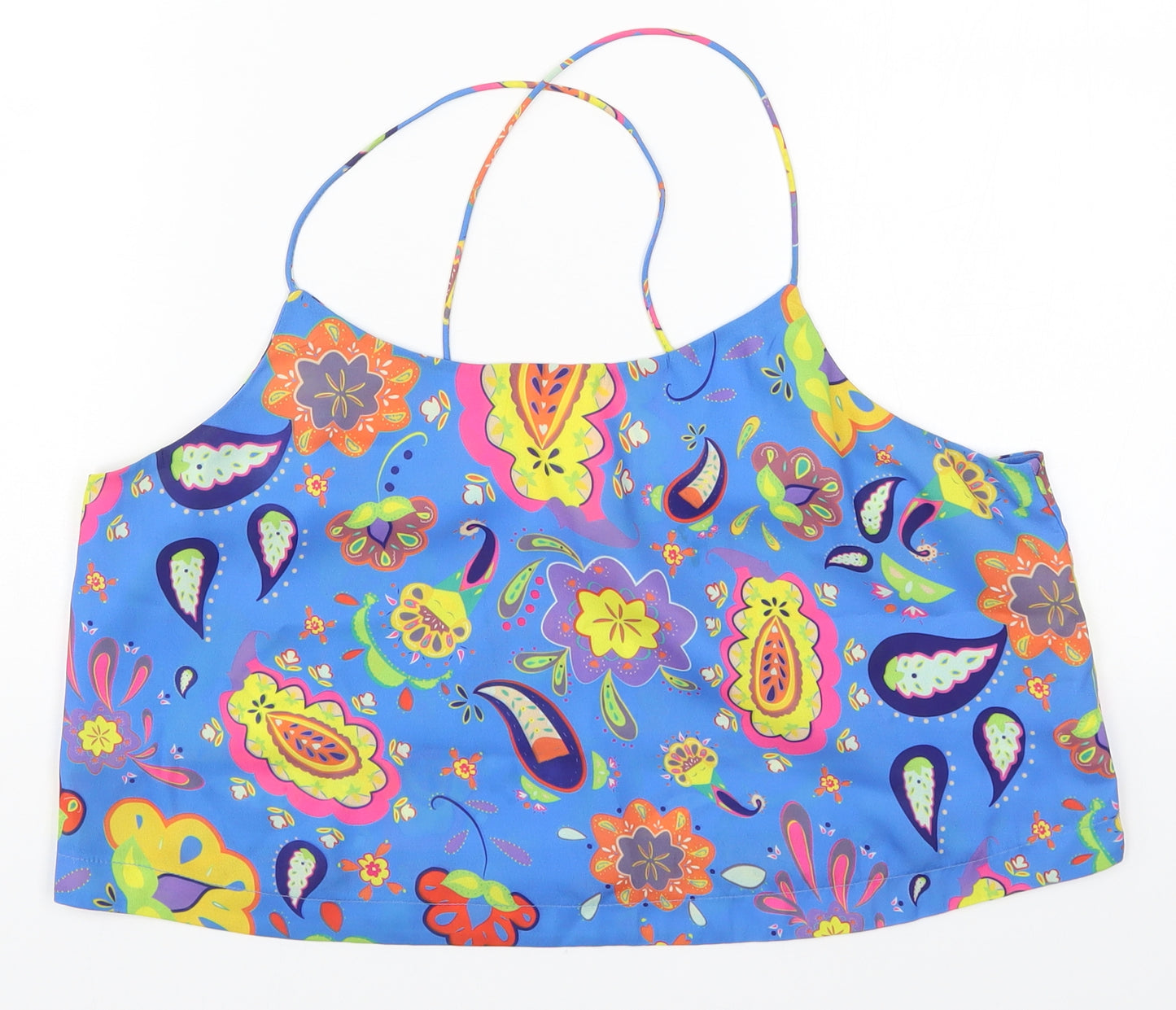 Textile Federation Womens Blue Paisley  Cropped Tank Size 14
