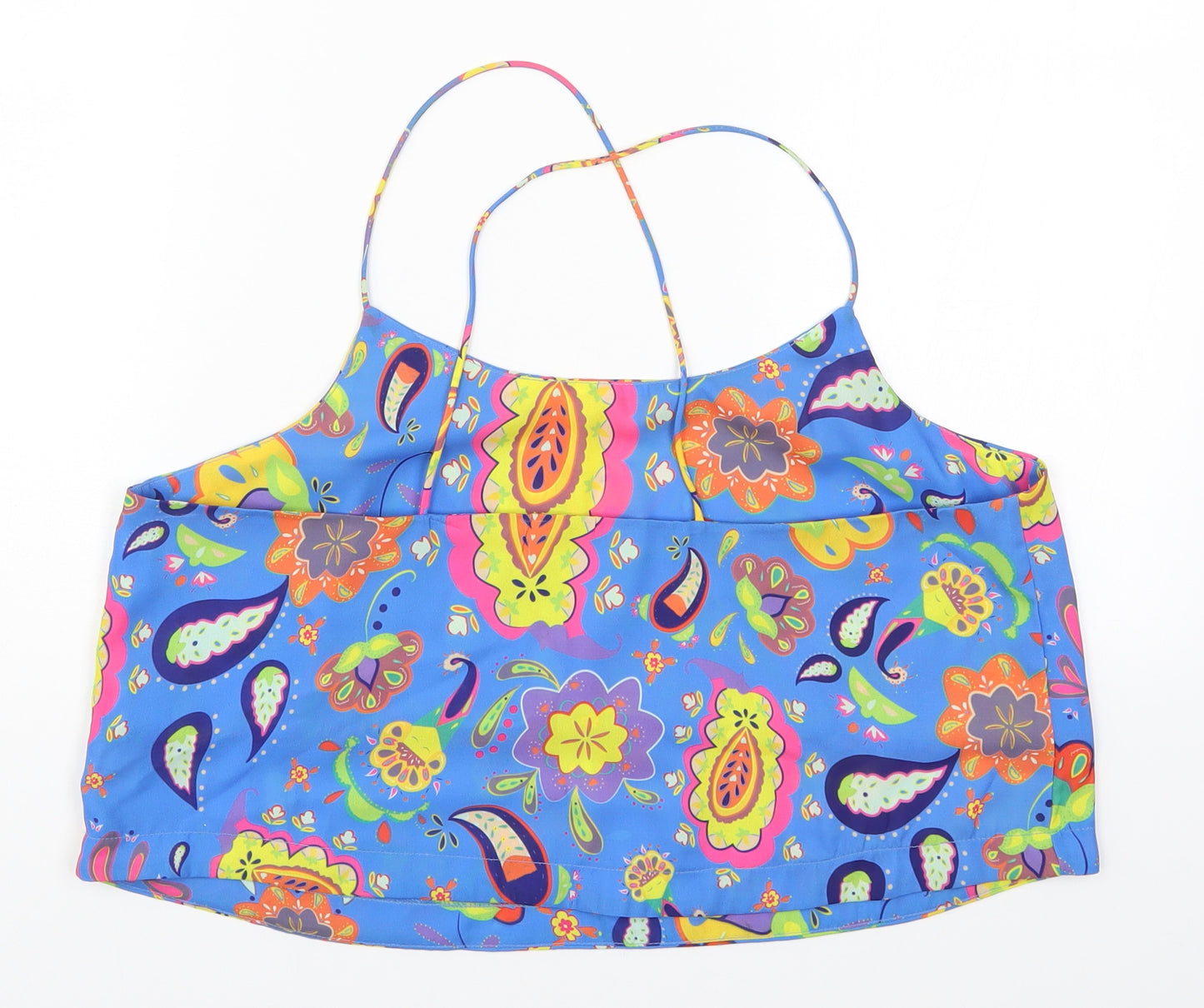 Textile Federation Womens Blue Paisley  Cropped Tank Size 14