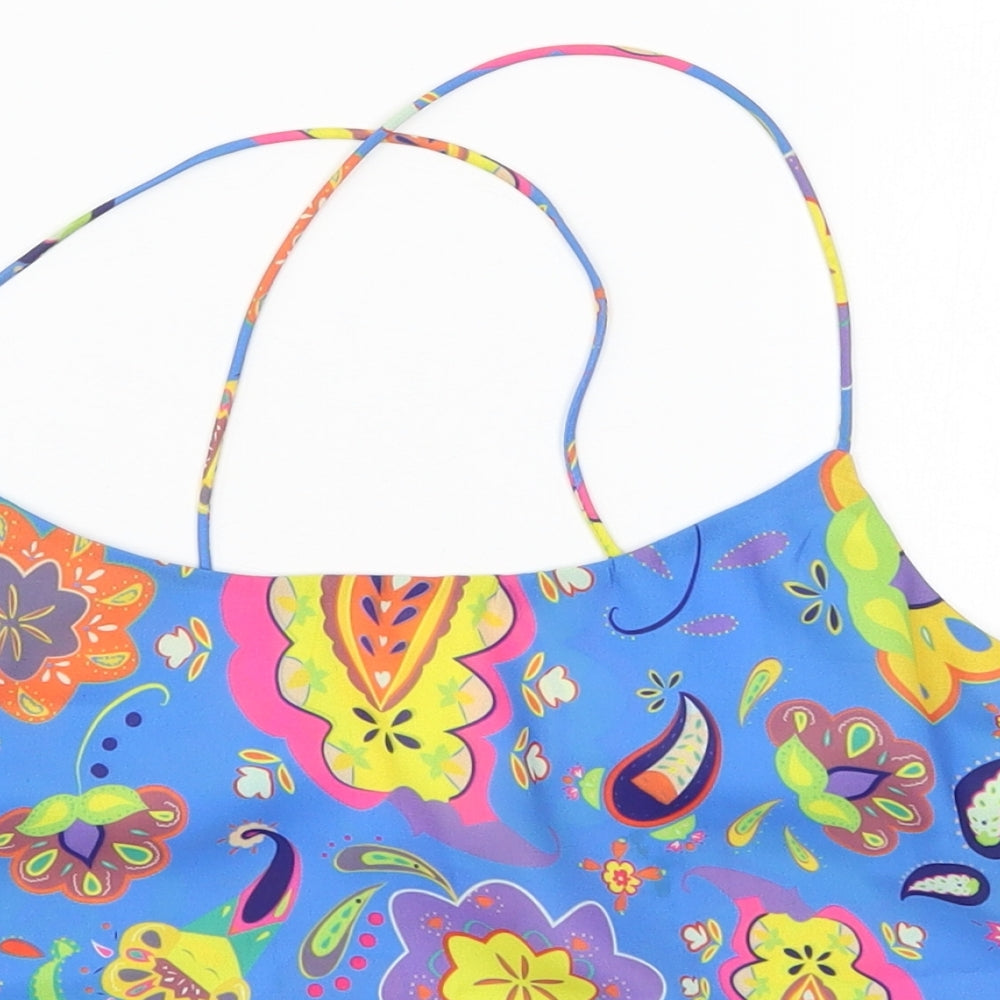 Textile Federation Womens Blue Paisley  Cropped Tank Size 14