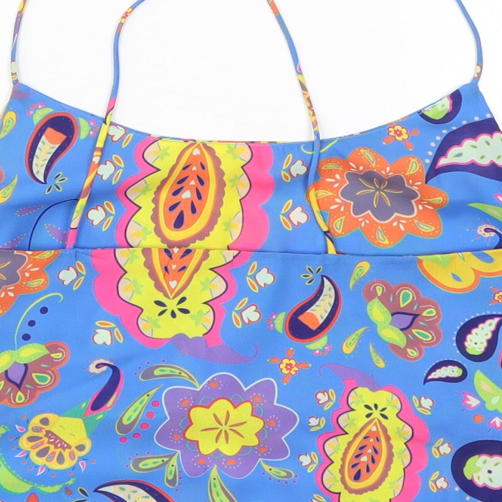 Textile Federation Womens Blue Paisley  Cropped Tank Size 14