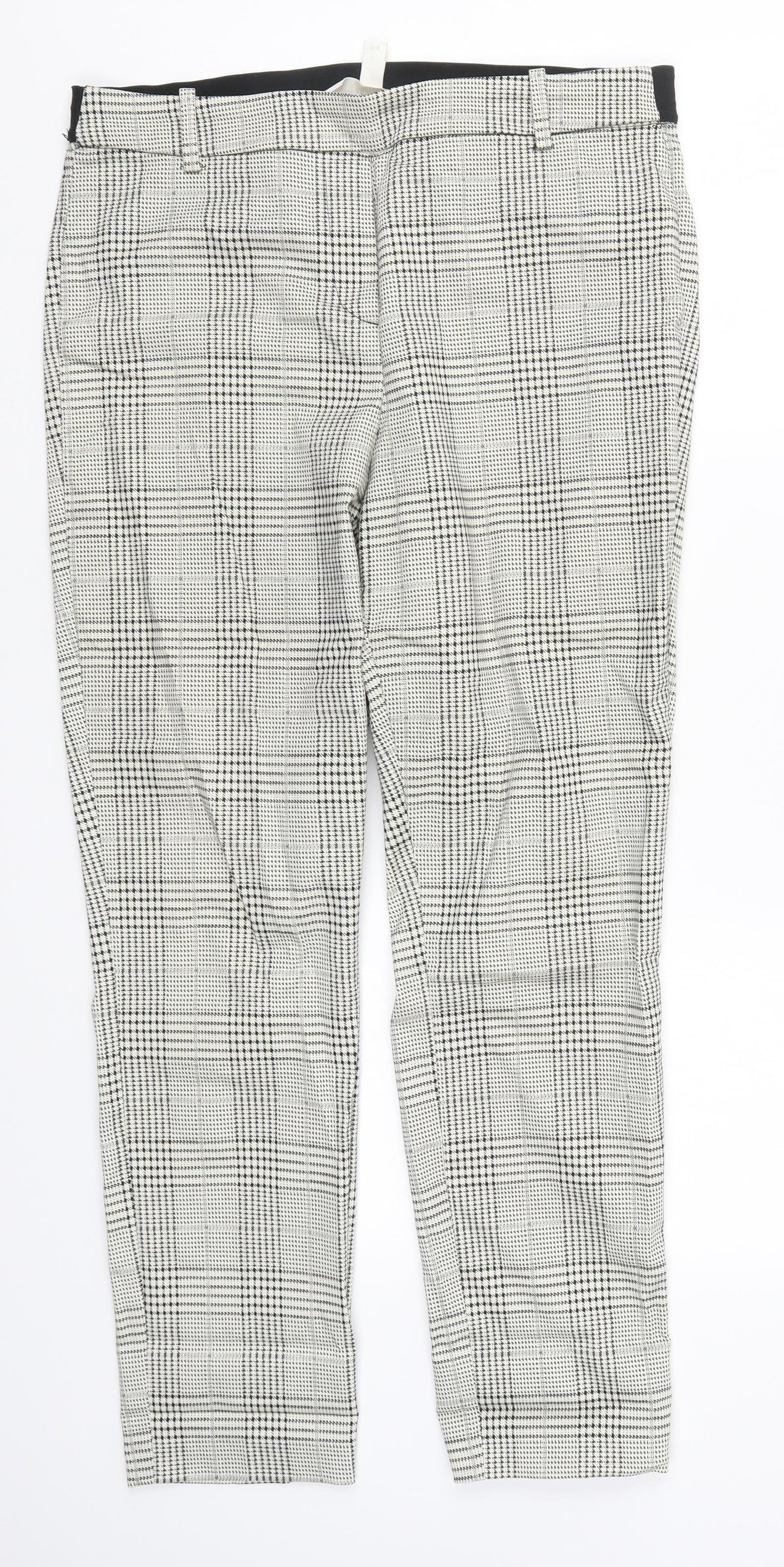 H&M Womens Beige Houndstooth  Trousers  Size 14 L27 in