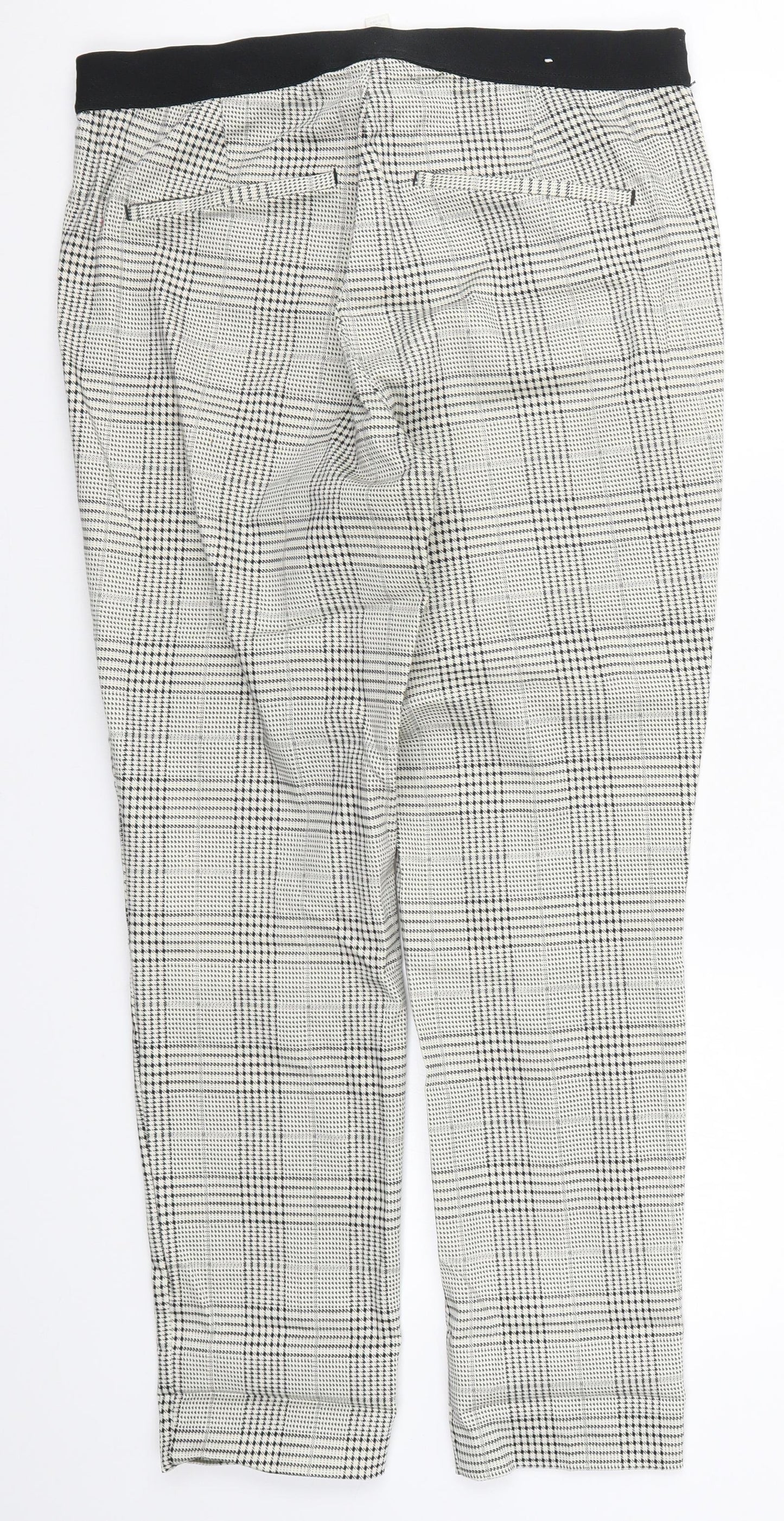 H&M Womens Beige Houndstooth  Trousers  Size 14 L27 in