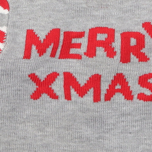 George Boys Grey  Knit Pullover Jumper Size 18-24 Months  - Santa Merry Xmas