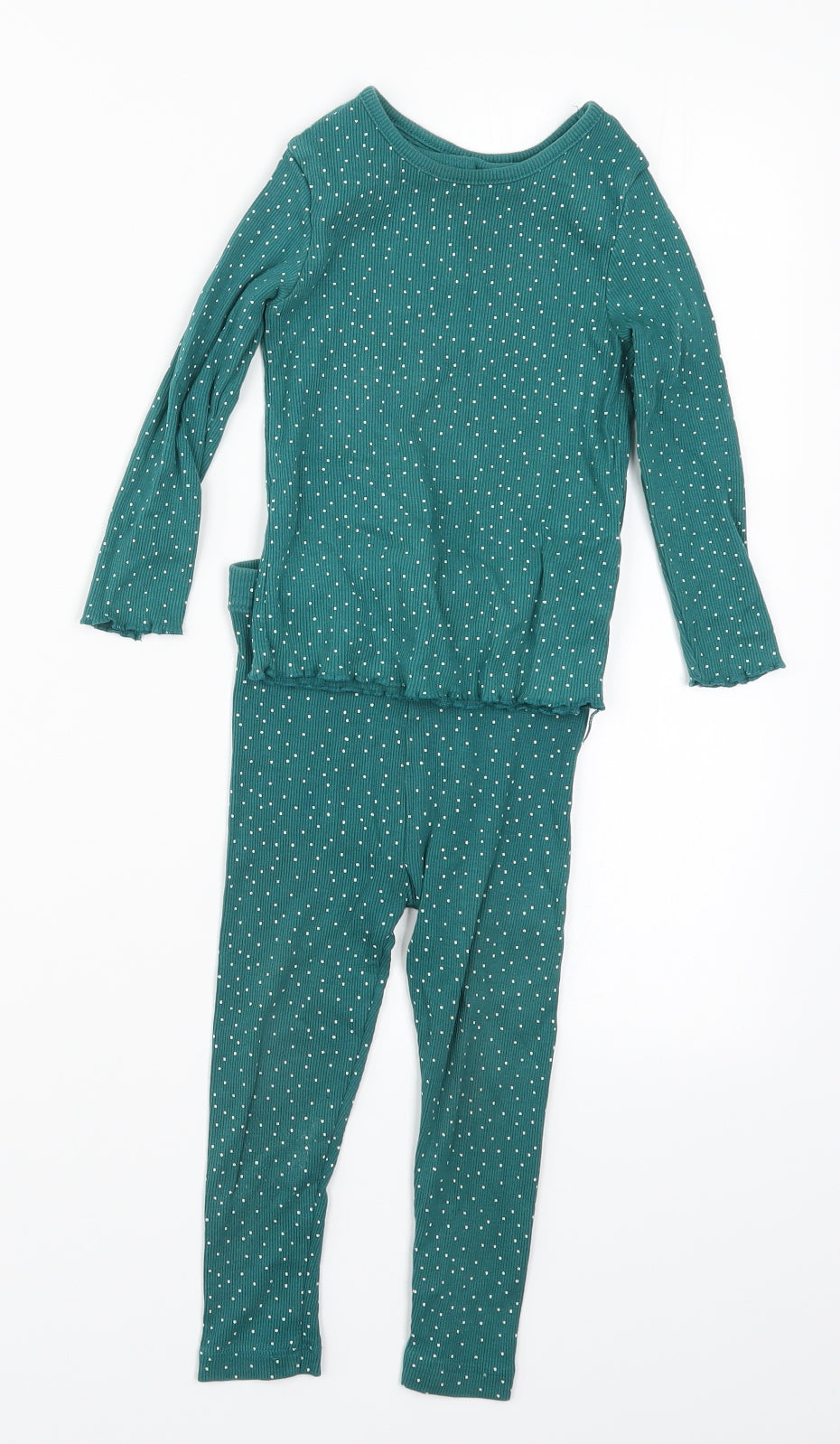 George Girls Green Polka Dot  Top Pyjama Set Size 2-3 Years