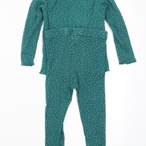 George Girls Green Polka Dot  Top Pyjama Set Size 2-3 Years