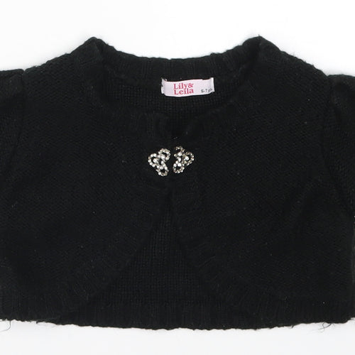 Lily & Leila Girls Black  Knit Cardigan Jumper Size 6-7 Years