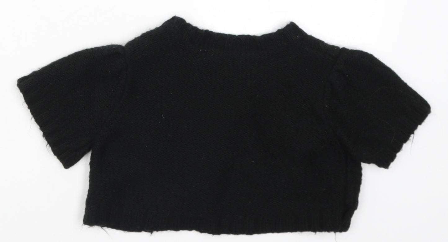 Lily & Leila Girls Black  Knit Cardigan Jumper Size 6-7 Years