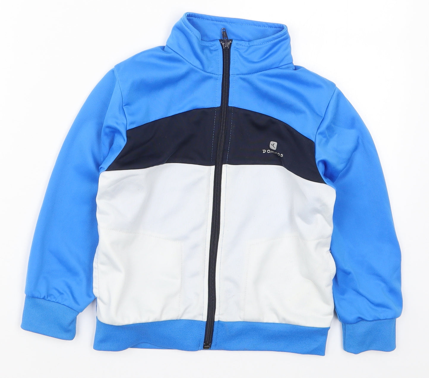 DOMYOS Boys Blue Colourblock  Full Zip Sweatshirt Size 5 Years