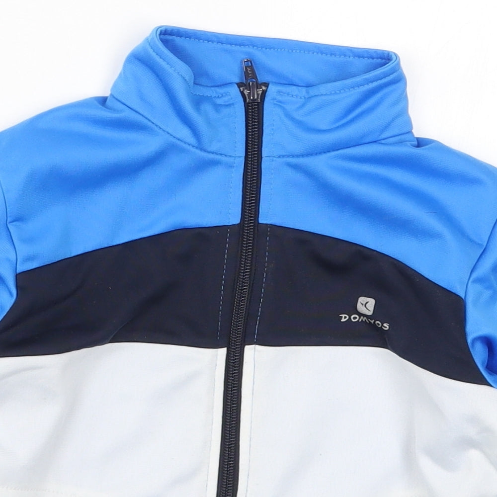 DOMYOS Boys Blue Colourblock  Full Zip Sweatshirt Size 5 Years