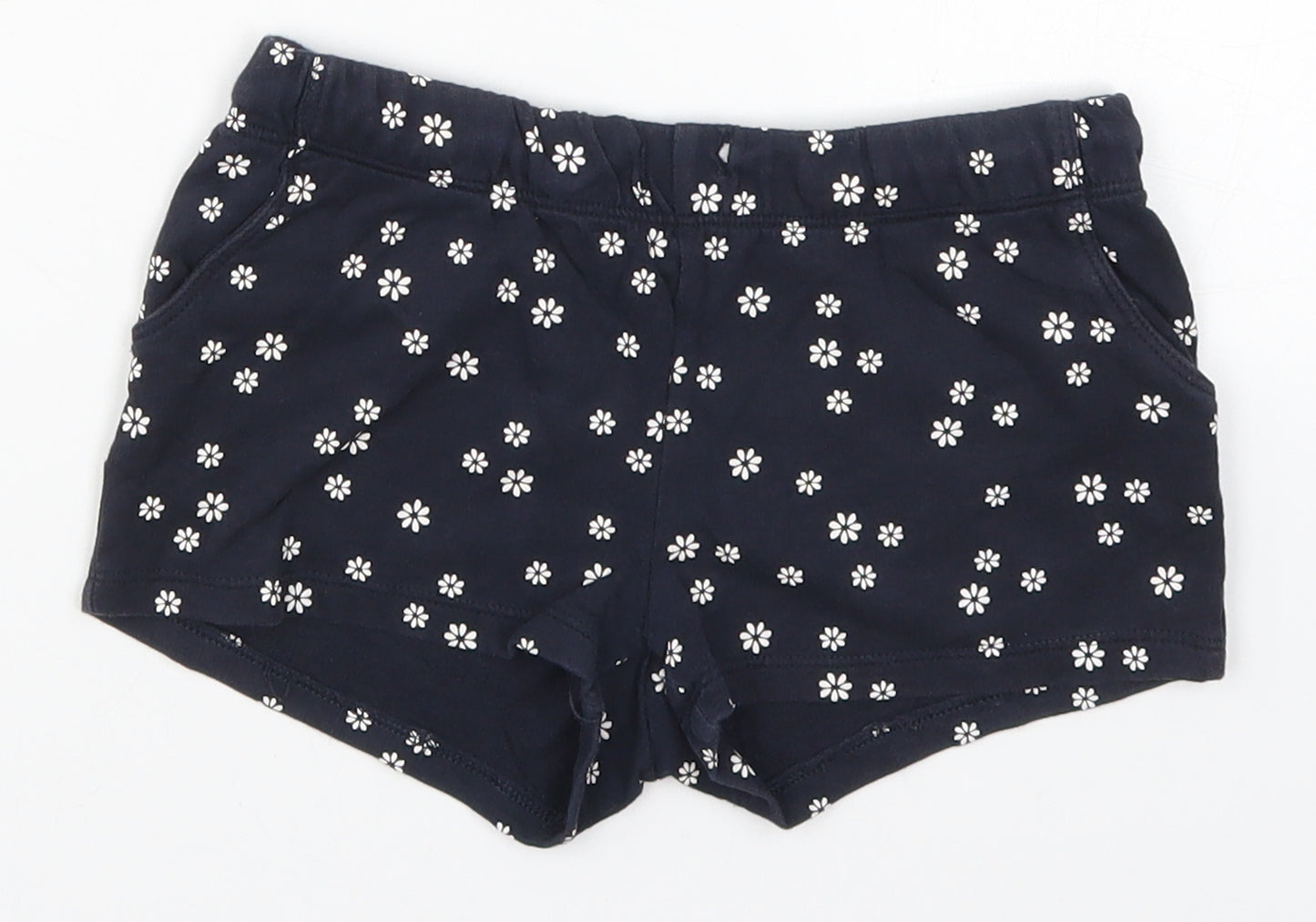 H&M Girls Blue Floral  Sweat Shorts Size 6 Years