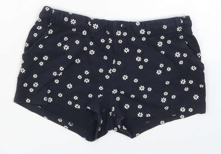 H&M Girls Blue Floral  Sweat Shorts Size 6 Years