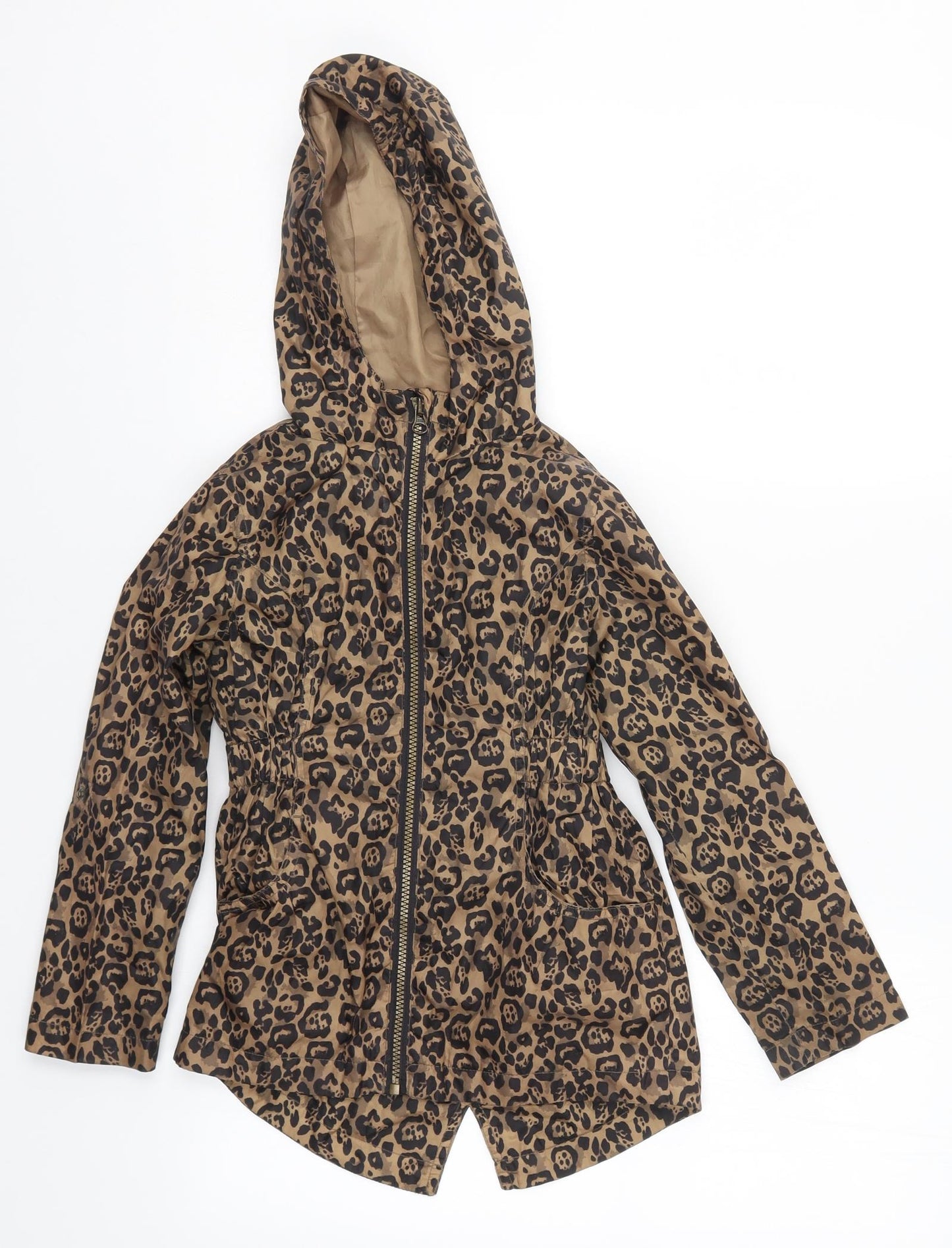 F&F Girls Brown Animal Print  Basic Coat Coat Size 5-6 Years