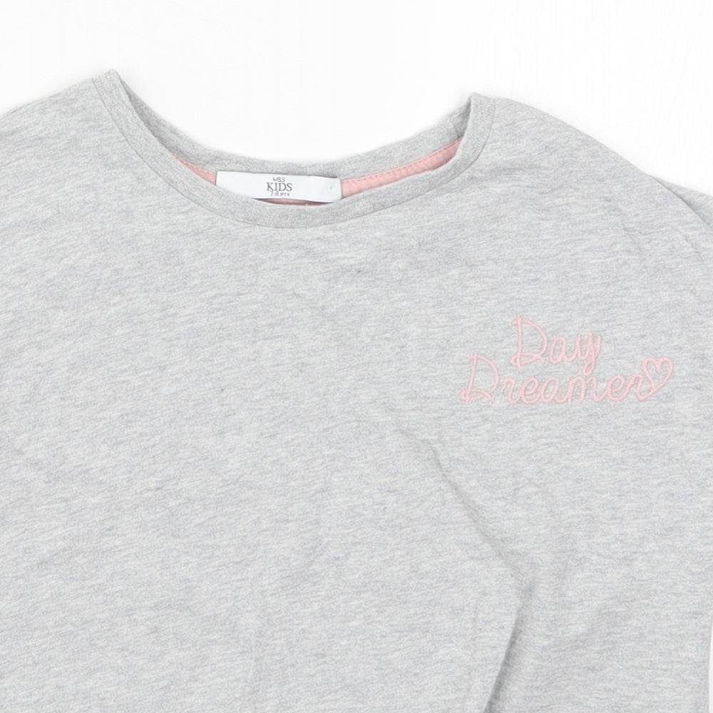 Marks and Spencer Girls Grey   Basic T-Shirt Size 7-8 Years  - Day Dreamer
