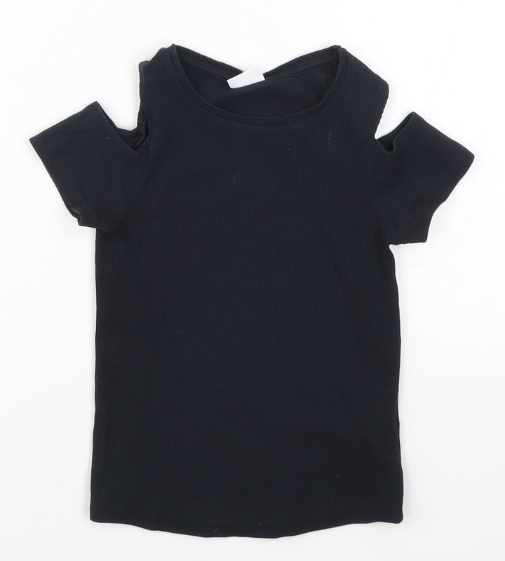F&F Girls Black Basic T-Shirt Size 7-8 Years