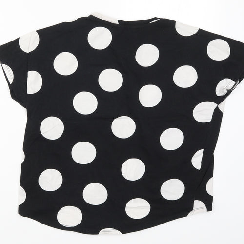 H&M Girls Black Polka Dot  Basic T-Shirt Size 11-12 Years  - NYC