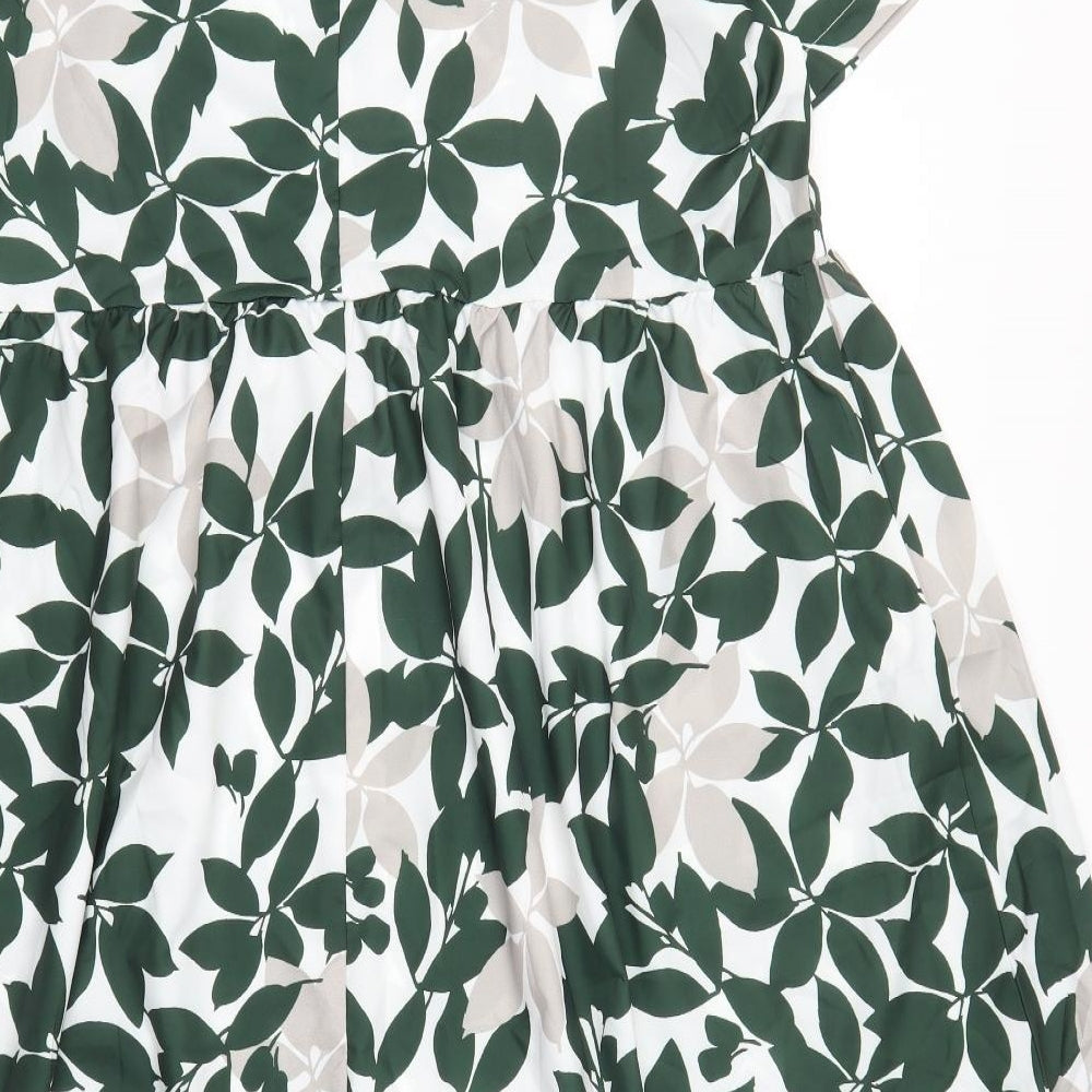 Preworn Womens Green Floral  A-Line  Size 2XL