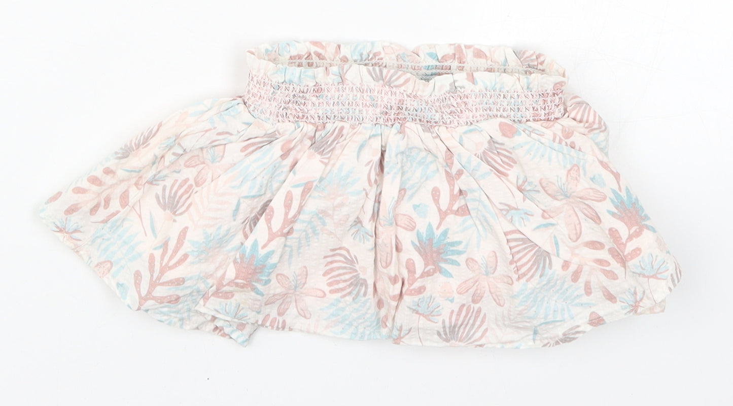 Preworn Girls Pink Floral  Skater Skirt Size 9-12 Months