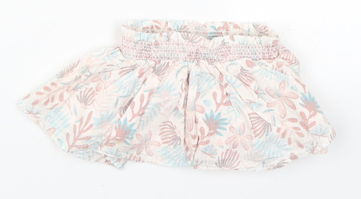 Preworn Girls Pink Floral  Skater Skirt Size 9-12 Months