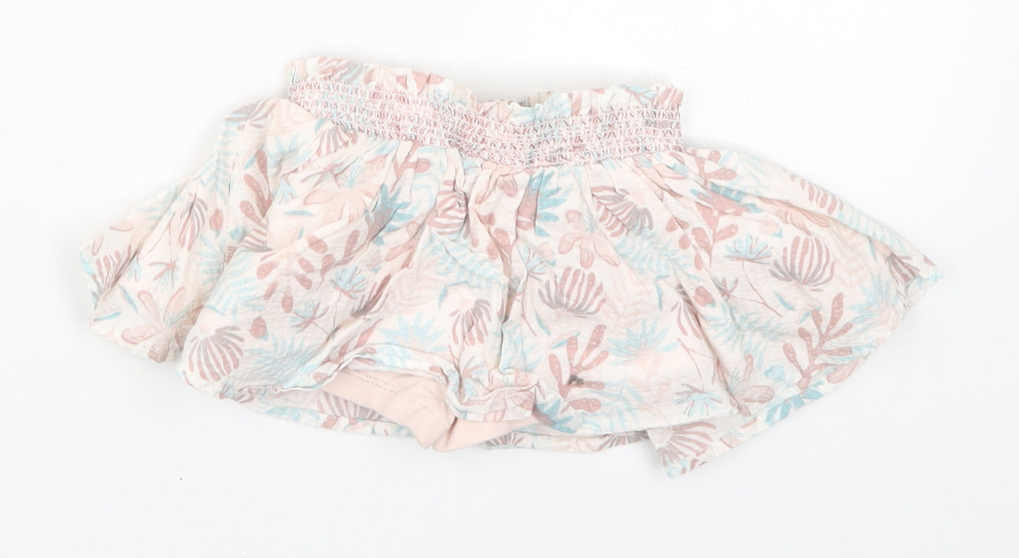 Preworn Girls Pink Floral  Skater Skirt Size 9-12 Months