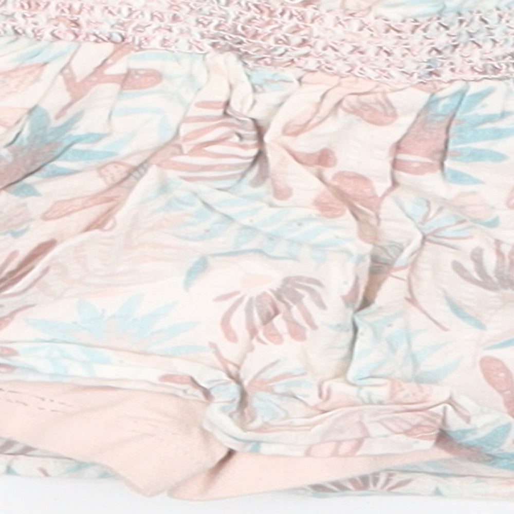 Preworn Girls Pink Floral  Skater Skirt Size 9-12 Months