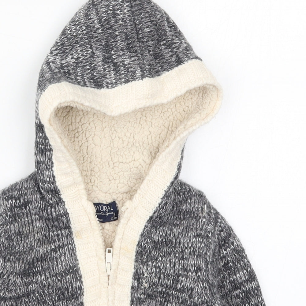 Mayoral Boys Grey  Knit Full Zip Jumper Size 2 Years