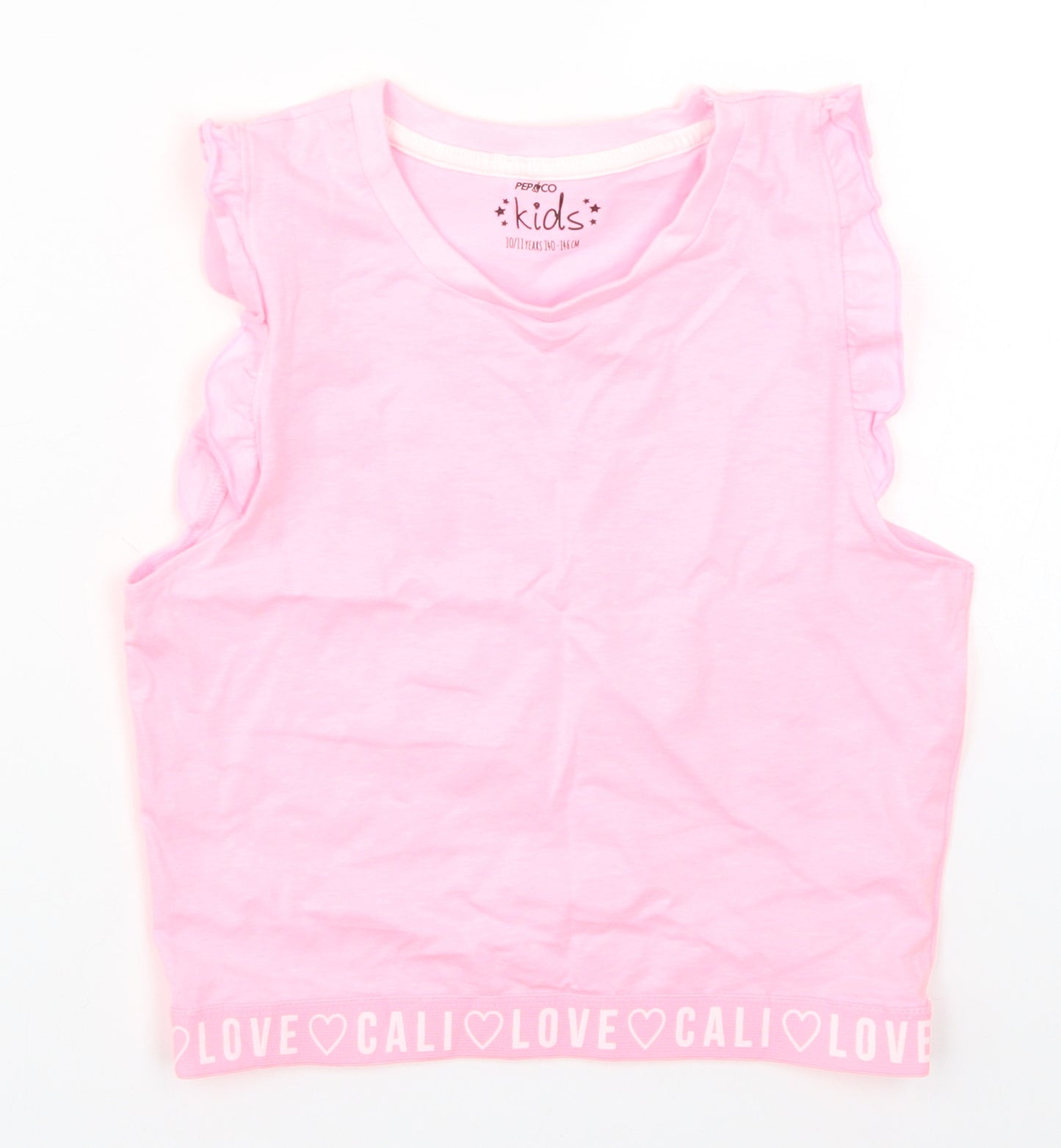 M&Co Girls Pink   Basic Tank Size 10-11 Years  - Cali Love