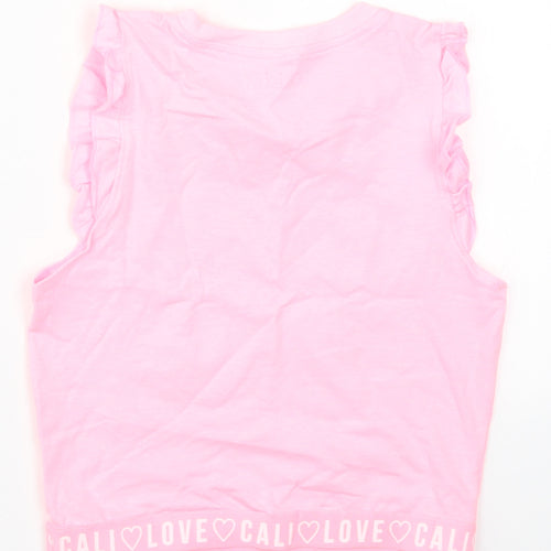 M&Co Girls Pink   Basic Tank Size 10-11 Years  - Cali Love