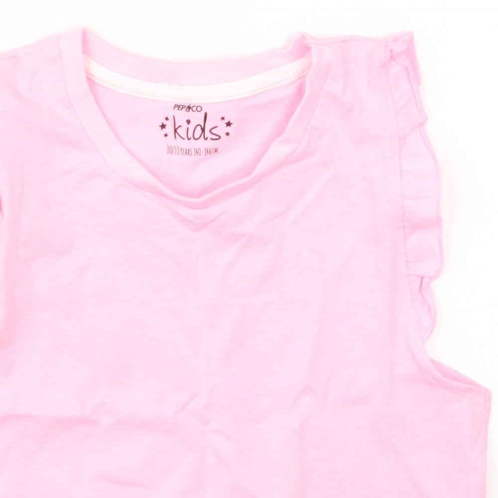 M&Co Girls Pink   Basic Tank Size 10-11 Years  - Cali Love
