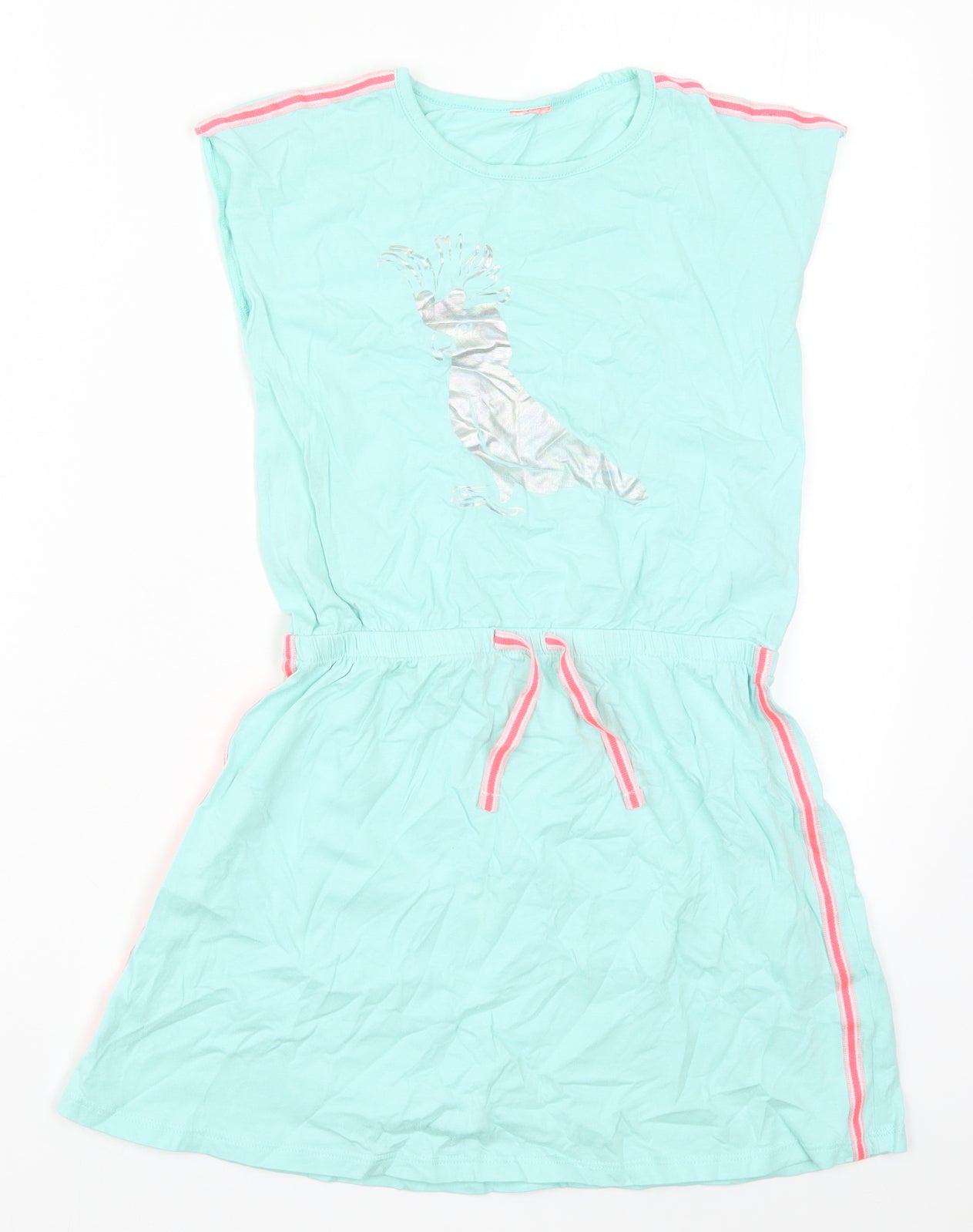 Preworn Girls Blue   Skater Dress  Size 9 Years  - Parrot