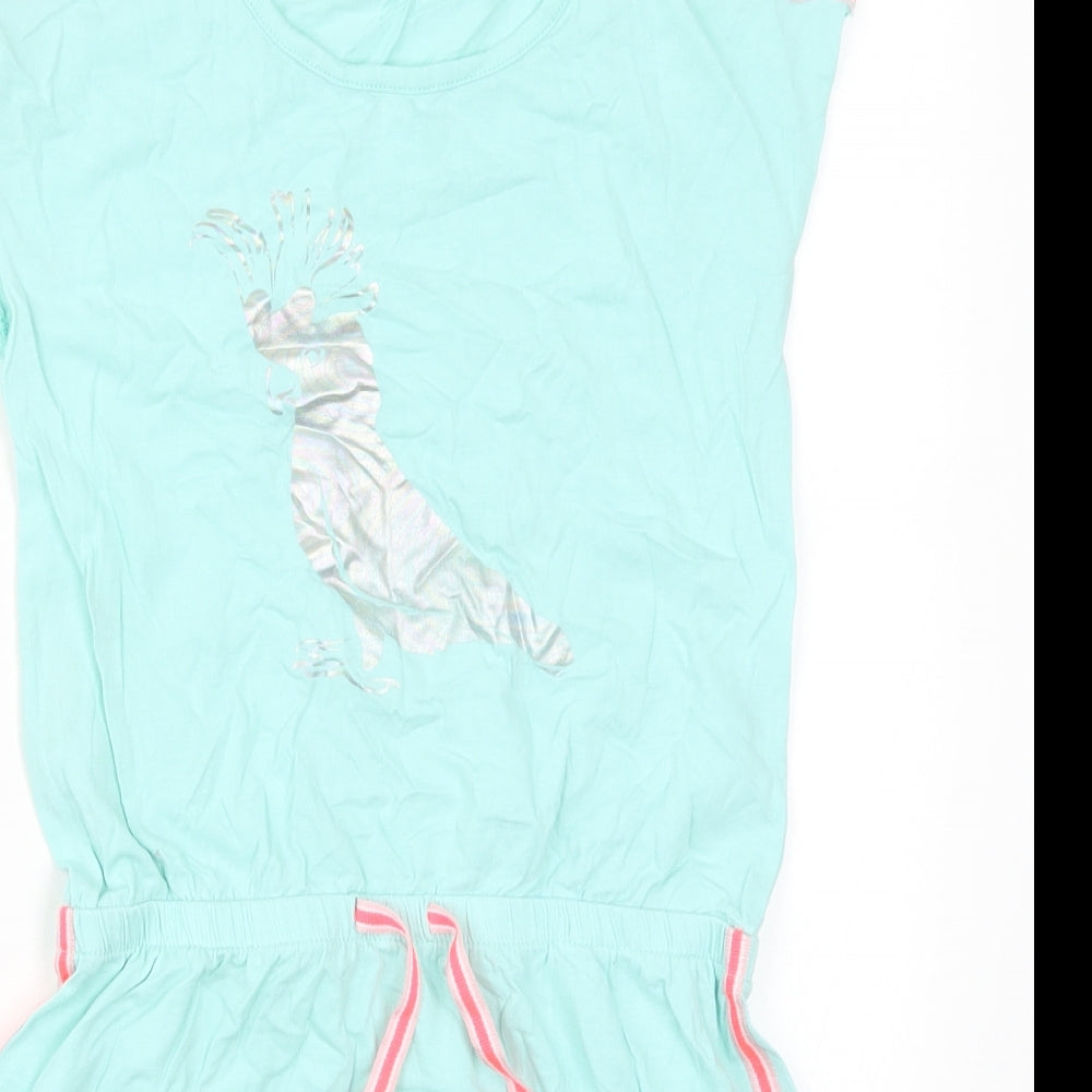 Preworn Girls Blue   Skater Dress  Size 9 Years  - Parrot