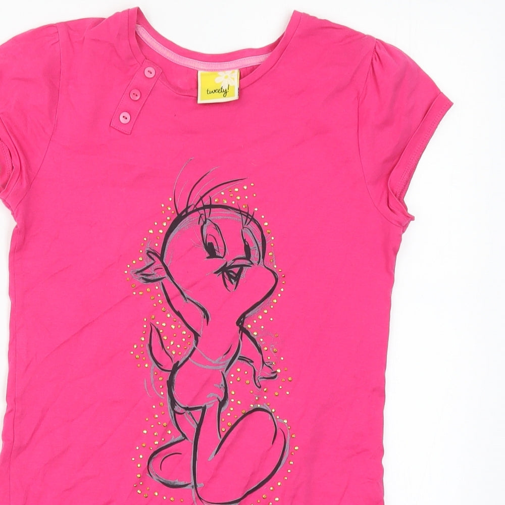 George Girls Pink   Basic T-Shirt Size 11-12 Years  - Tweety