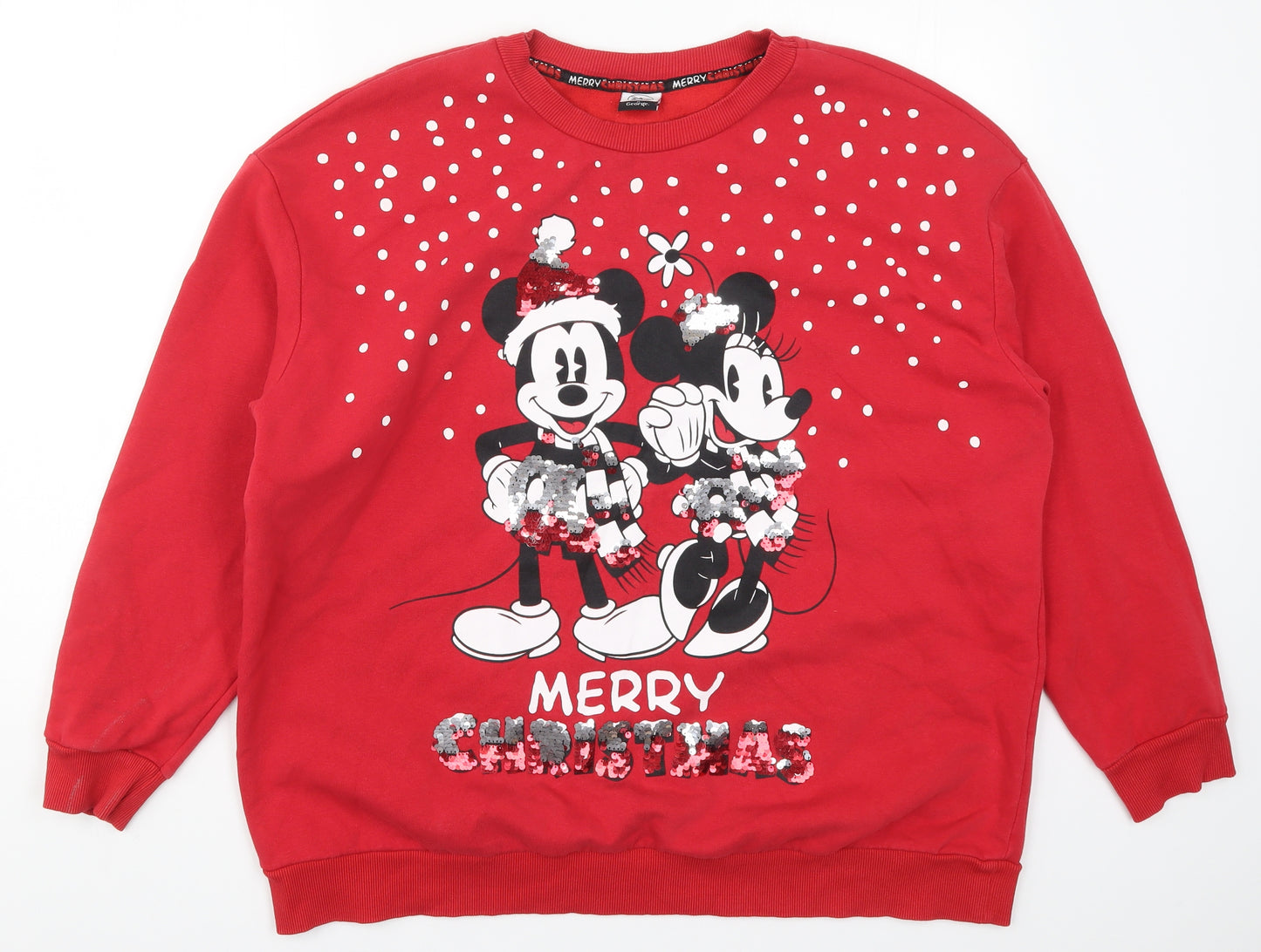 George Womens Red   Pullover Sweatshirt Size 20  - Merry Christmas Mickey and Minnie