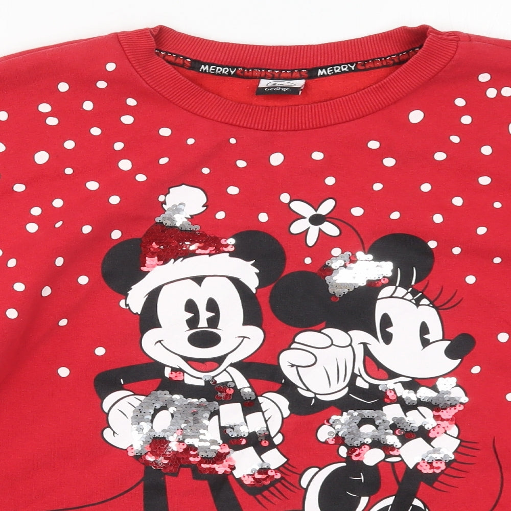 George Womens Red   Pullover Sweatshirt Size 20  - Merry Christmas Mickey and Minnie