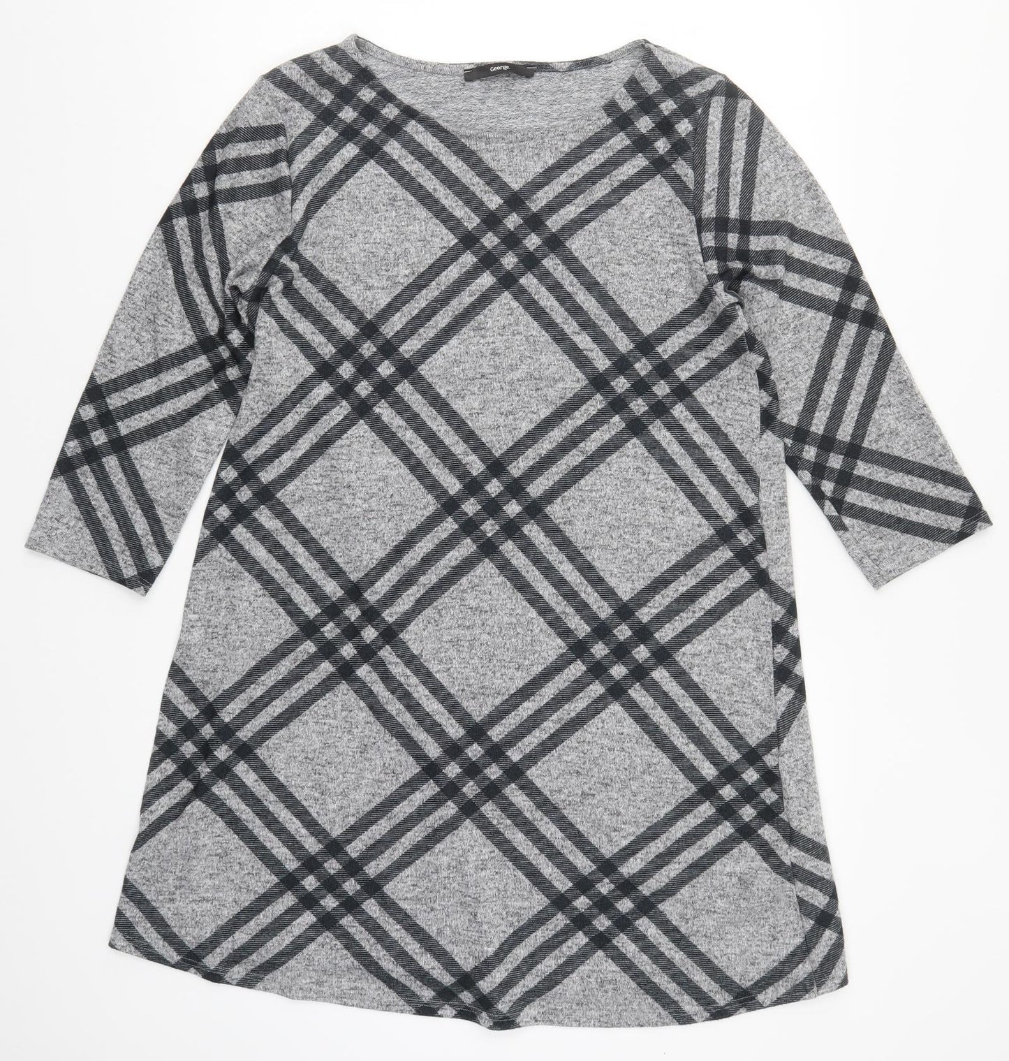 George Womens Grey Check  T-Shirt Dress  Size 12