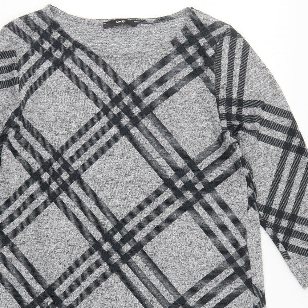 George Womens Grey Check  T-Shirt Dress  Size 12