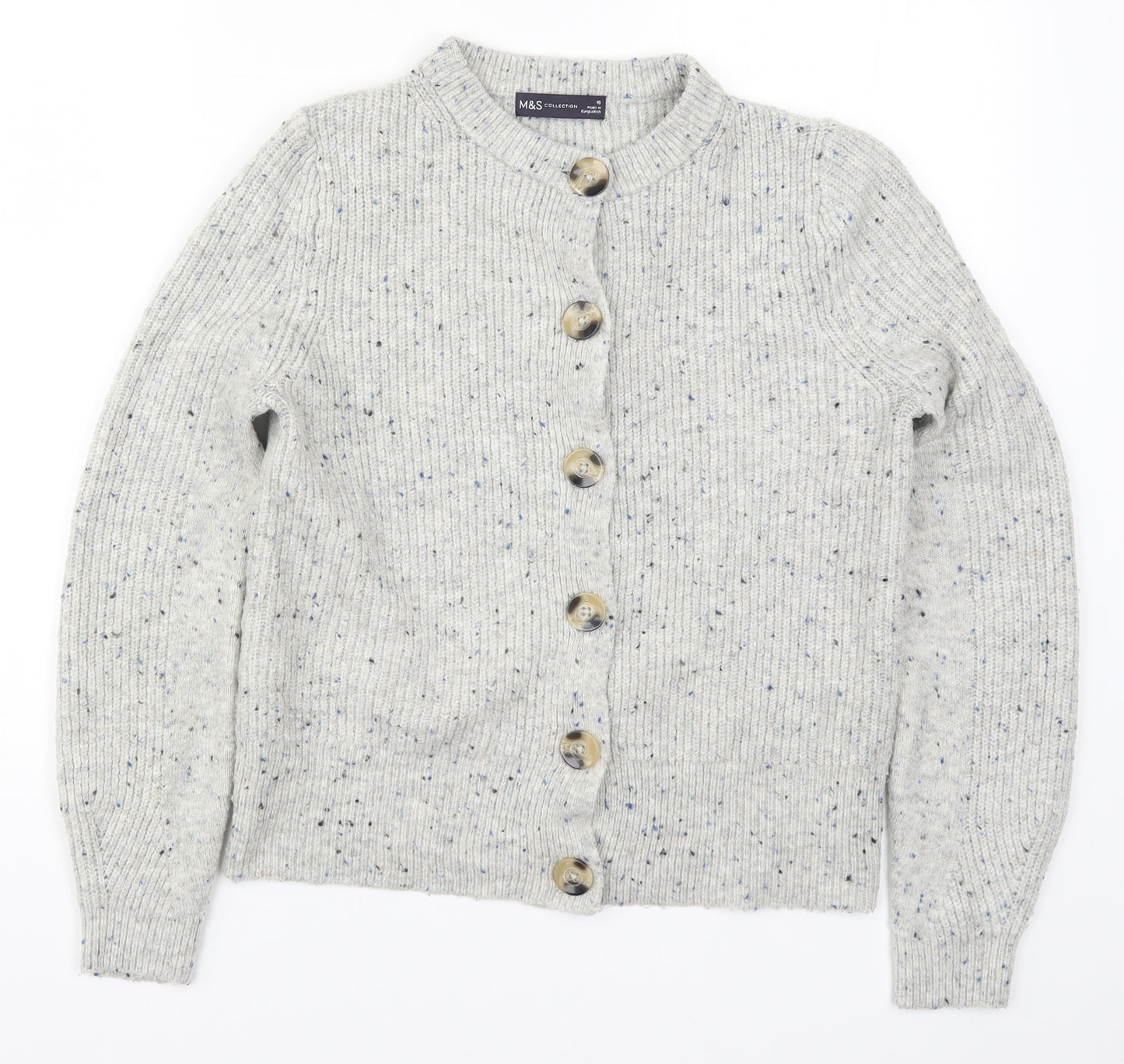 Marks and Spencer Womens Grey  Knit Cardigan Jumper Size 10