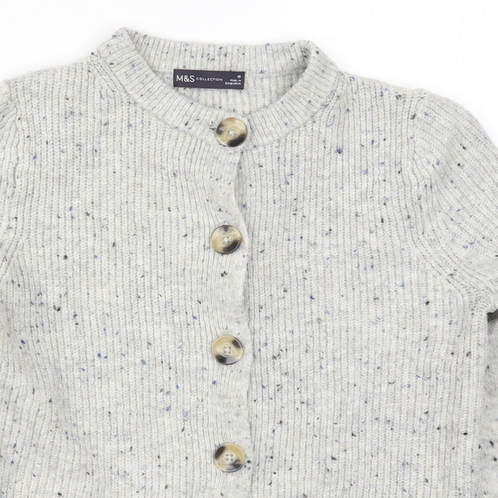 Marks and Spencer Womens Grey  Knit Cardigan Jumper Size 10