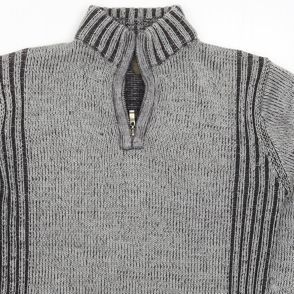 Osaka Tiger Mens Grey  Knit Henley Jumper Size XL