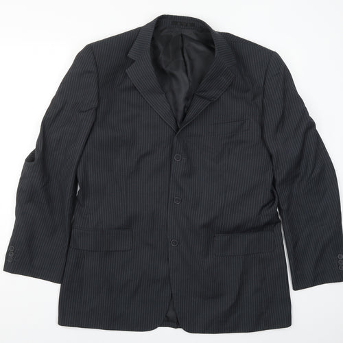 Karl Jackson Mens Grey Striped  Jacket Suit Jacket Size 44