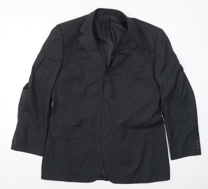 Karl Jackson Mens Grey Striped  Jacket Suit Jacket Size 44