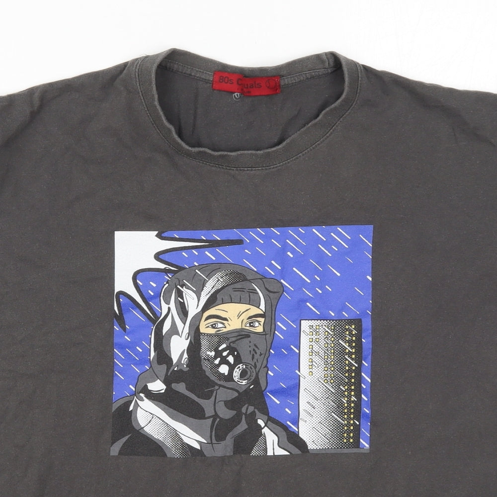 80's Casuals Mens Grey    T-Shirt Size M  - Graphic Man