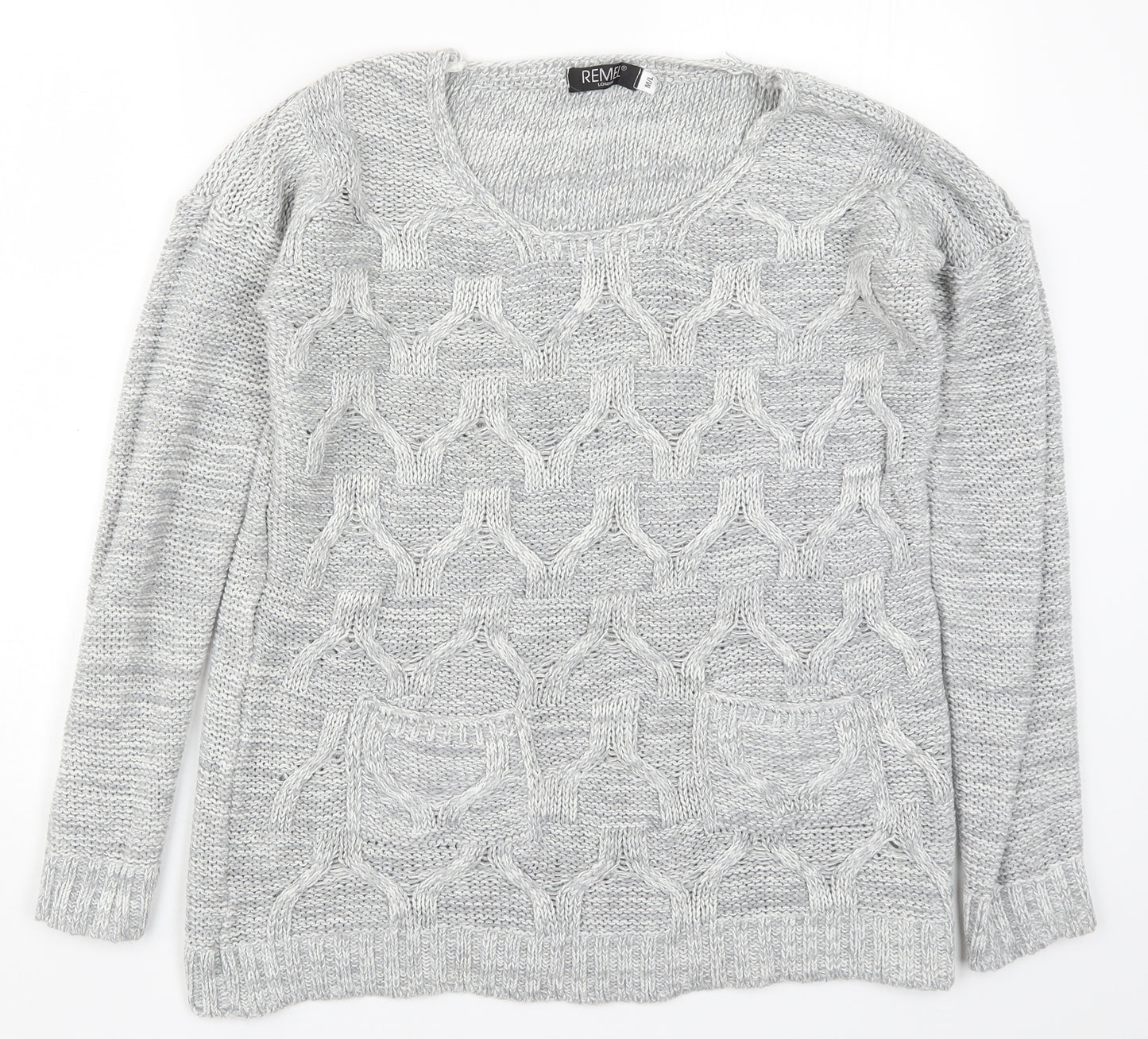 Remel Womens Grey  Knit Pullover Jumper Size M