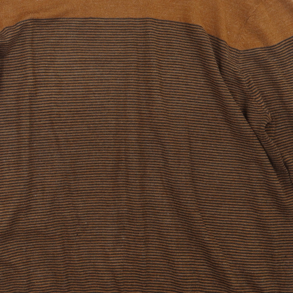 F&F Mens Brown Striped Knit Pullover Jumper Size XL